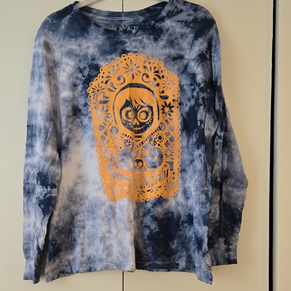 Blue and Orange Long Sleeve Tie-Dye Tee